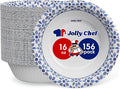 JOLLY CHEF 16 oz Paper Bowls 156 Count Soak Proof, Heavy Duty Printed Disposable Small Bowls Bulk for Dinner or Thanksgiving