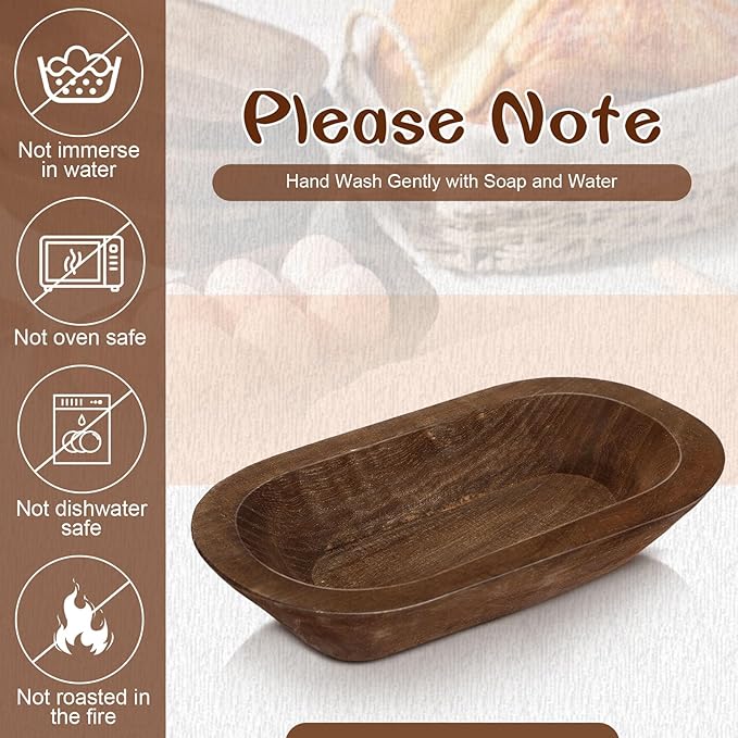 Nuogo 20 Pcs Wooden Dough Bowls Bulk 8.6 Inch Rustic Vintage Hand Carved Wood Dough Bowls Dining for DIY Home Crafts Making Farmhouse Fruits Supplies