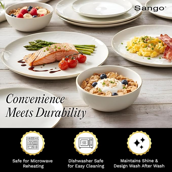 Sango 12-Piece Lightweight Porcelain Dinnerware Set - Image 6