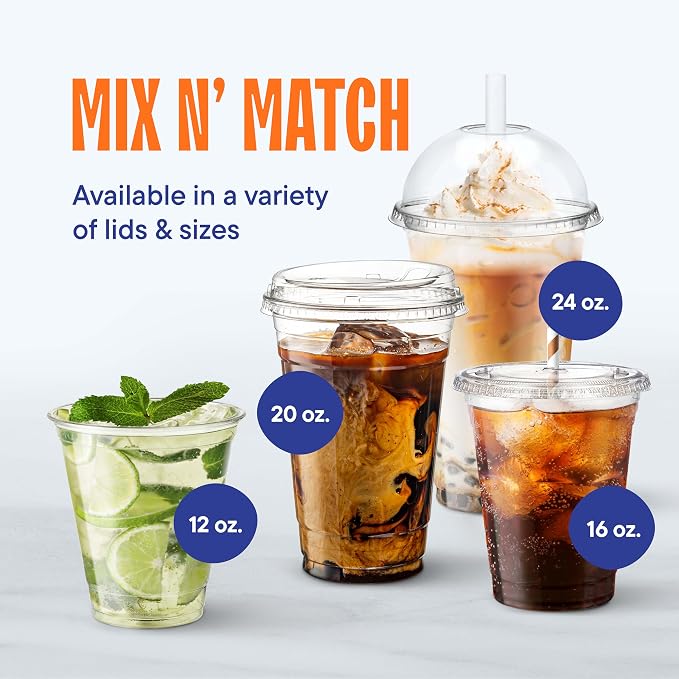 16 oz Clear Plastic Cups with Strawless Sip-Lids PET Crystal Clear Disposable - Image 7