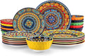 vancasso 24 Pieces Plates and Bowls Set, Bohemian Style Dinnerware Sets Service by vancasso