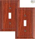 2-Pack Single Toggle Light Switch Cover Plate, Durable Natural Bamboo Fiber Decorative Switch Plate Covers, Wood Grain 1 Gang Wall Plate, Corrosion Resistant