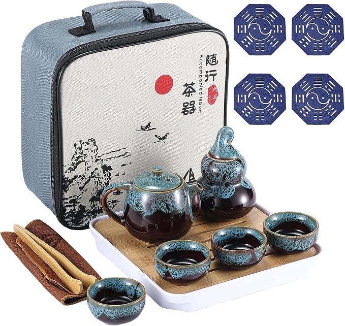 Chinese Kongfu Tea Set, Portable Porcelain Travel Tea Set by Tomuvpzn