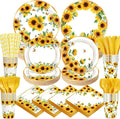 450 Pcs Sunflower Birthday Tableware Set Decorations, Serves 50 | Floral Paper by Unknown