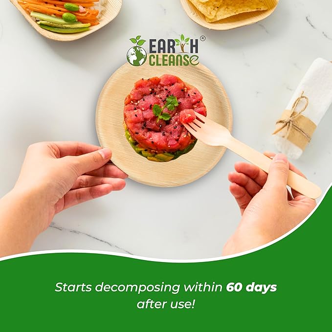 The Palm Dinnerware – Palm Plates 8 Inch Round (200 Count) | Compostable & Biodegradable | Like Bamboo Disposable Plates | Oven & Microwave Safe | USDA 100% Biobased