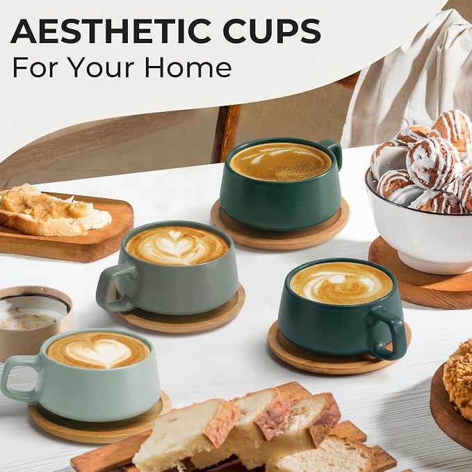 MIAMIO - Cappuccino Cup Set of 4, Wide - Luxe | Ceramic cappuccino cups and - Image 2