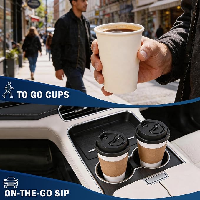 MOUMOULIFE Disposable Paper Coffee Cups 12 oz 1000 Count Bulk, Leak-Proof White - Image 7
