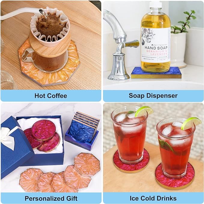 LET'S RESIN 18 Pcs Coaster Resin Molds Silicone, Coaster Molds | - Image 6
