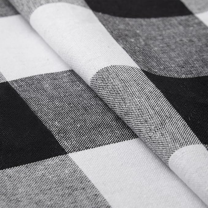 Encasa XO Table Runner, Woven Cotton Dining Runner 13"x104" Buffalo Black Checks - Image 5