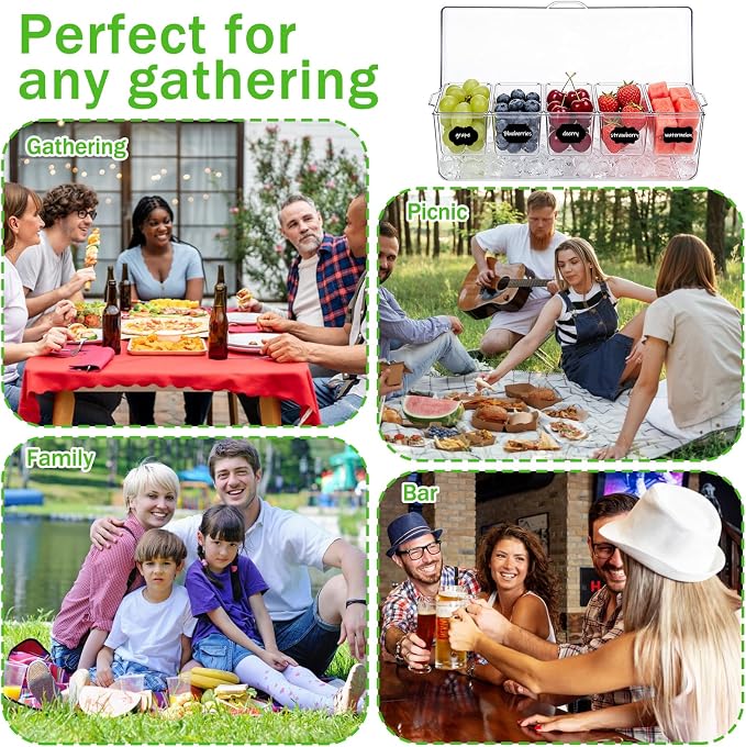 Ice Chilled Condiment Server Caddy, Toppings Bar Container - Image 7