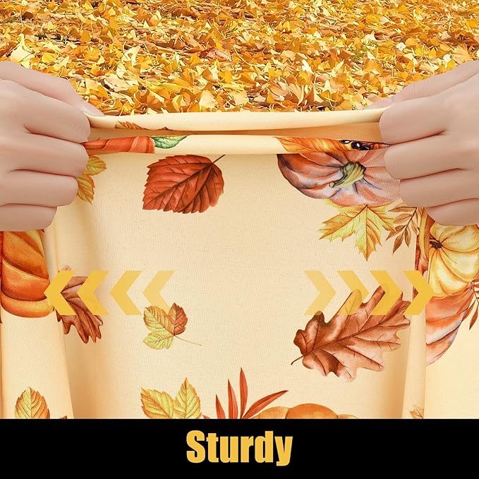 Smiry Rectangle Thanksgiving Table Cloth, Waterproof Elastic Fitted Tablecloths for 6 Foot Tables, Washable Polyester Table Cover for Autumn Harvest Parties (Pumpkin Sunflower, 30"x72")