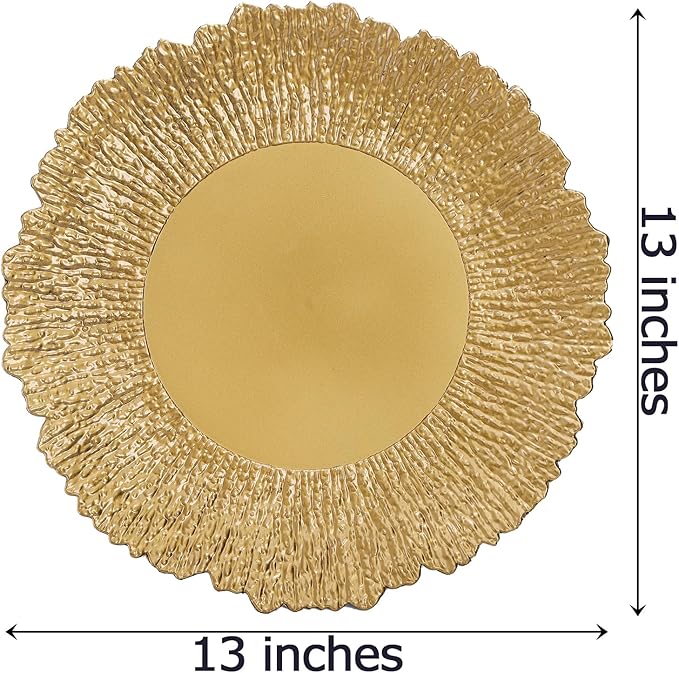 Coloch Set of 12 Gold Charger Plates, Home Dinner Use - Image 2