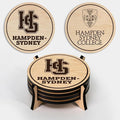 LazerEdge Hampden Sydney Tigers Wooden Coaster Set - Maple Wood - Officially Licensed Product - 4-Pack