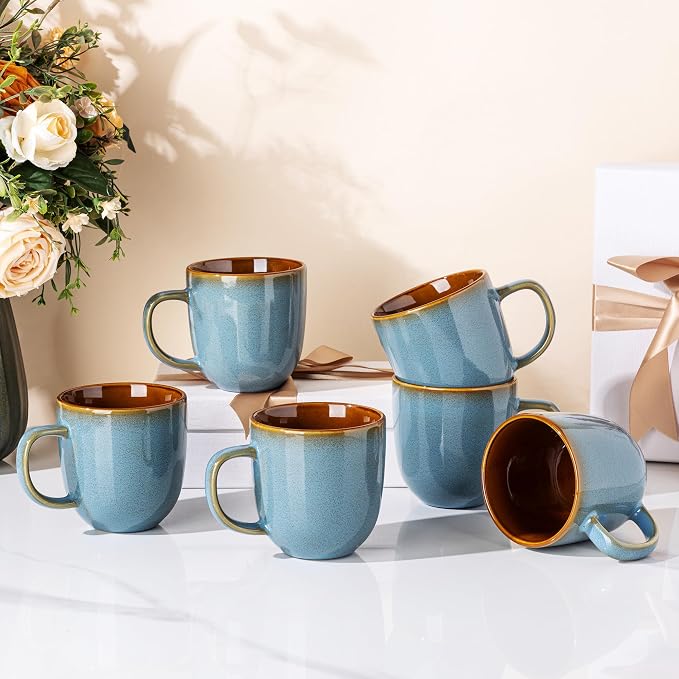 LERATIO Ceramic Coffee Mugs Set of 6, 12oz Handmade Coffee Mugs Set | Large - Image 8