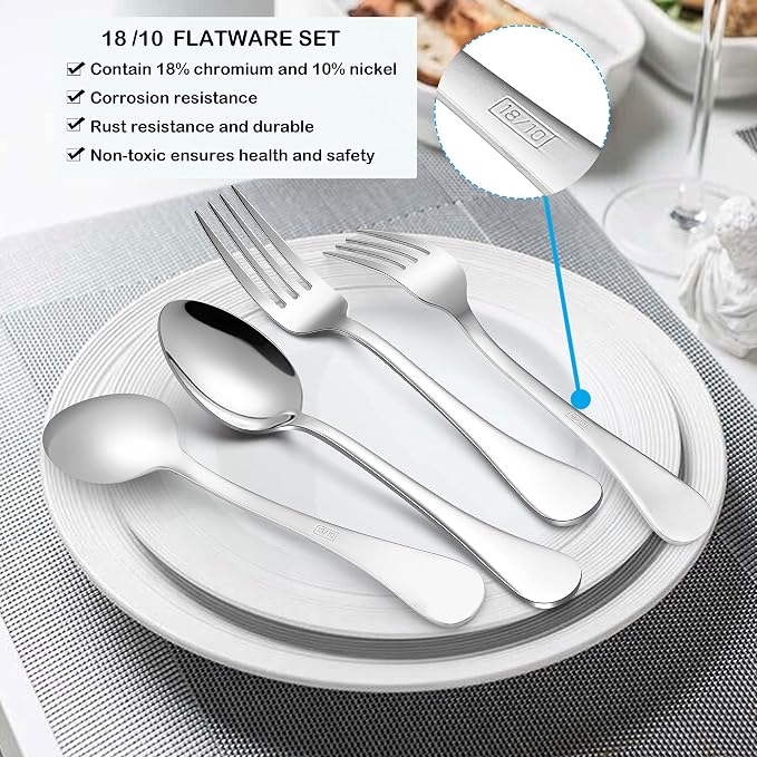 LIANYU 30-Piece 18/10 Flatware Set - Image 2