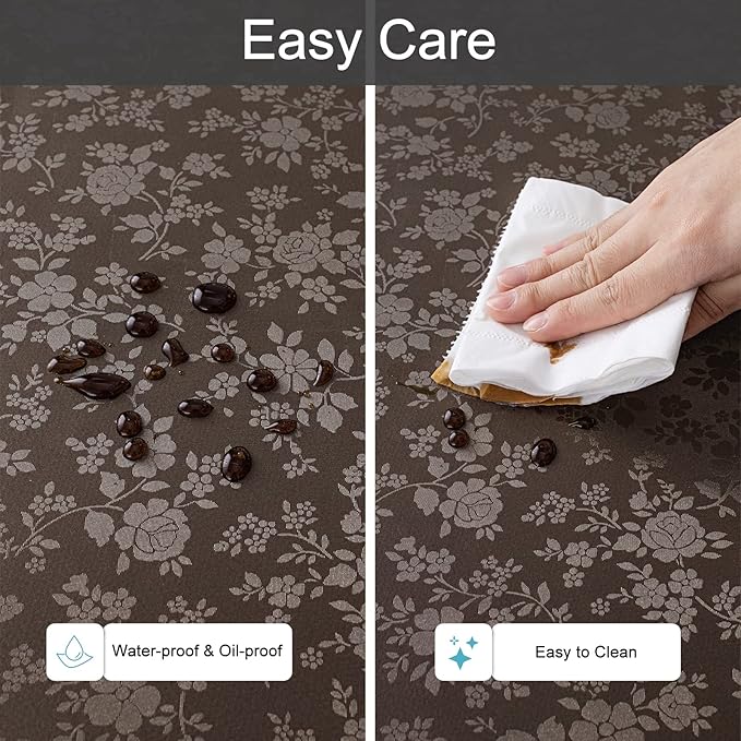 Smiry Rectangle Table Cloth, Waterproof Heavy Duty Vinyl Tablecloths, Wipeable Washable Table Cover for Kitchen and Dining Room (Coffee, 54" X 120")