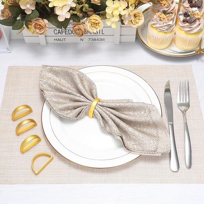 KPOSIYA Napkin Rings Set of 8, Metal Gold Napkin Rings Bulk - Image 2