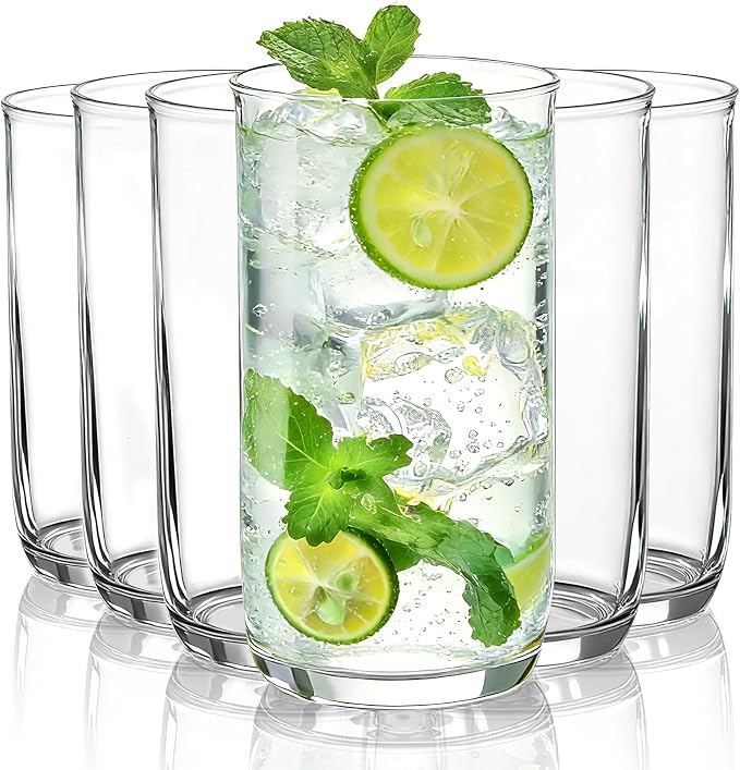 HOMQUEN 14oz Highball Glasses, PET Clear Plastic Water Glasses, Beer Glasses by HOMQUEN