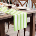 Encasa XO Table Runner, Woven Cotton Dining Runner 13"x94" Franca Lime Stripes by EncasaXO