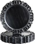 Black Charger Plates Set of 6, Decorative Table Plastic Chargers for Dinner Plates, Party, Wedding, Thanksgiving, Christmas, 11B
