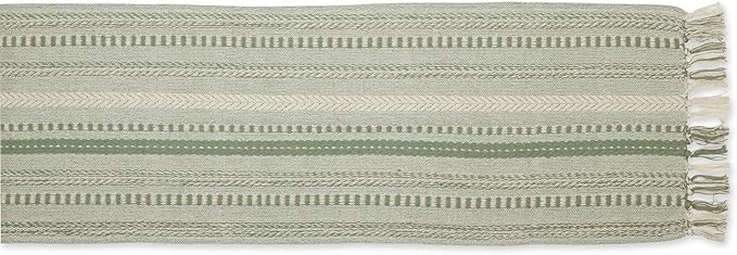 DII Farmhouse Braided Stripe Table Runner Collection, Artichoke Green - Image 2