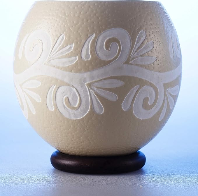 Straight edge ostrich eggshell bowl
