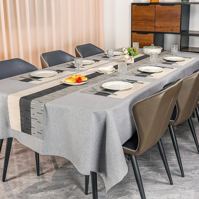 Table Runner 71 Inches Long, Vinyl Woven Farmhouse Table Runners | Washable - Image 6