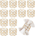Crystal Metal Napkin Rings Set, Elegant Wedding/Party Table Decor, Shiny Holiday Dinner Accessories Bulk, Bridal Shower Gift, Anniversary, Christmas, Home Decor Essentials (Gold, 12-Pcs)
