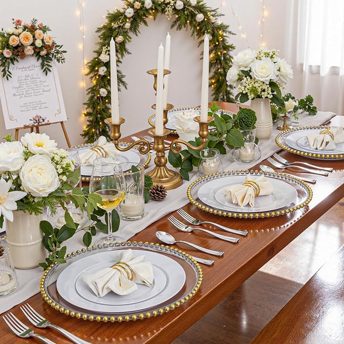 WDF 500PCS Silver Plastic Silverware - Plastic Silver Utensils - 250 Forks 125 Spoons 125 Knives - Heavy Duty Disposable Silverware Sets for Parties Wedding Valentine's Day