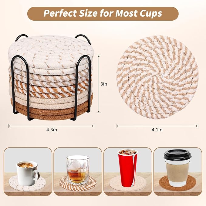 10 Pcs Drink Coasters with Holder, 5 Colors Absorbent Coasters - Image 5