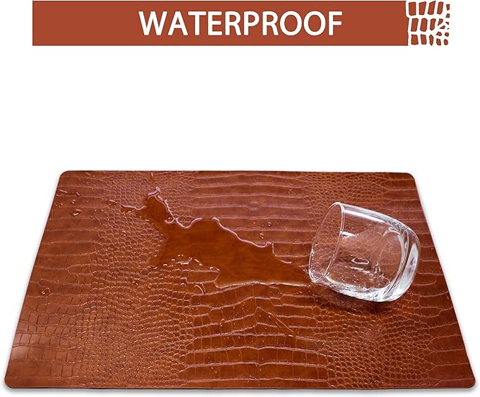 Set of 8 Faux Leather Placemats, PU Table Mats, Waterproof, Stain Resistant, Heat Resistant, Easy to Clean for Kitchen Dining Table,Conference Table