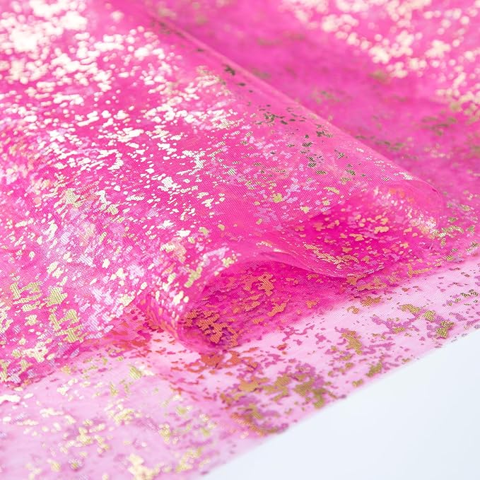 SiinvdaBZX 4 Pcs Hot Pink Sheer Tulle Table Runner 120 Inch/10 Ft Long | Gauze - Image 5
