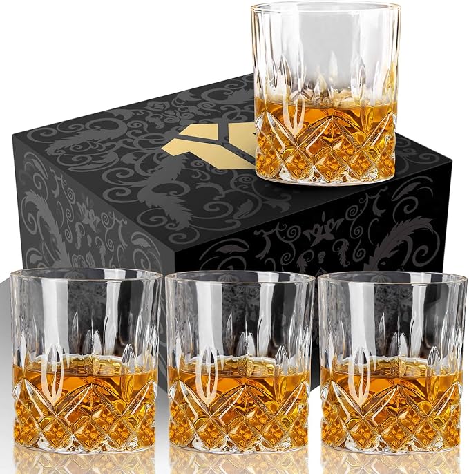 OPAYLY Whiskey Glasses Set of 4, Rocks Glasses, 10 oz Old Fashioned Tumblers by OPAYLY