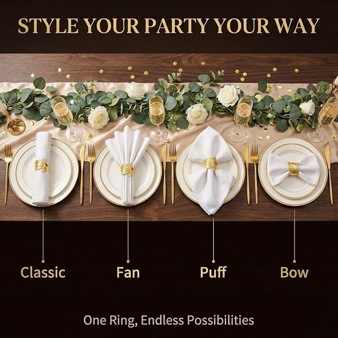 Gold Napkin Rings Set of 10 - Image 5