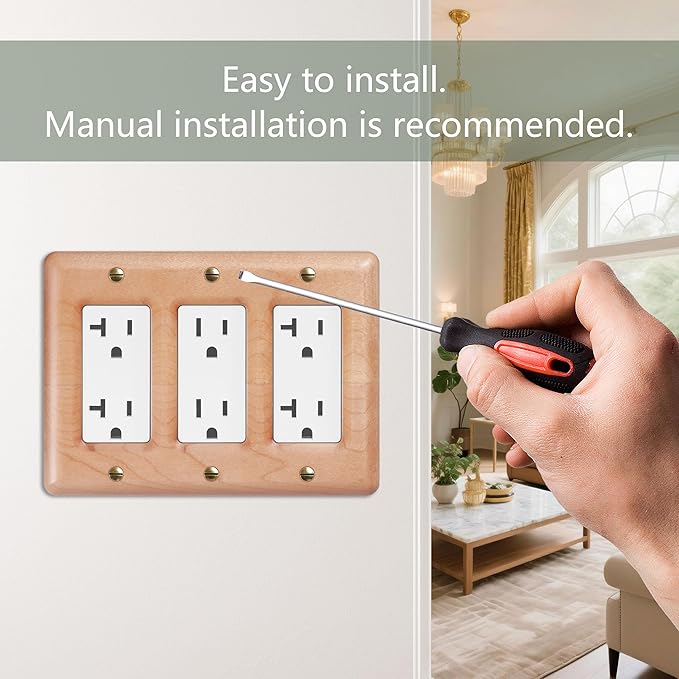 Triple Light Switch Cover Plate Premium Maple Wood Design For Elegant And Durable Switch Plates
