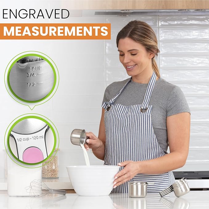 Spring Chef Magnetic Stainless Steel Measuring Cups Set of 7, Pastel | Patented - Image 5