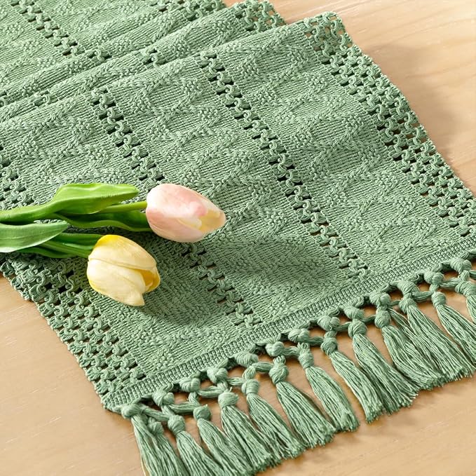 Boho Table Runner Summer Farmhouse Rustic Dining Dresser Scarf Home Decor | by Socomi