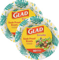 Glad Round Disposable Paper Bowls, Palm Leaves, 16 Oz, soak-proof and by GladTrashFoodStorage