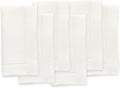 Solino Home Ivory Linen Napkins Set of 6-100% Pure Linen Hemstitch Dinner Napkins 20 x 20 Inch for Spring, Easter - Classic Hemstitch