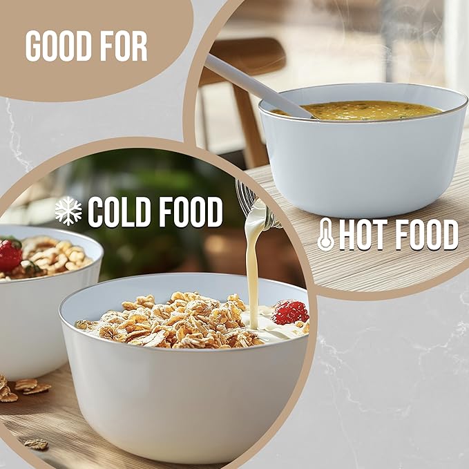Trendables Plastic Bowls - Disposable 24 Oz Set of 50 Sage Silver Rimmed Fancy Serving Bowls for Salad, Ice Cream & Candy