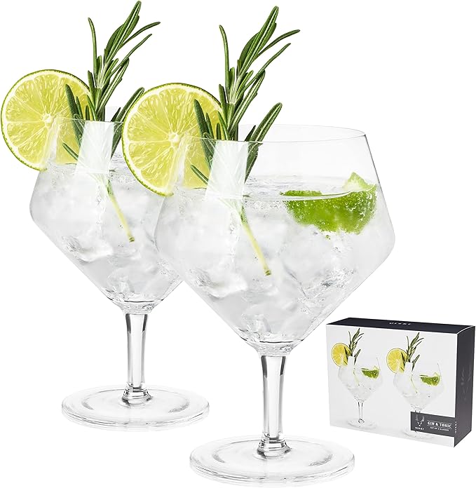 Viski Raye Angled Stemmed Gin and Tonic Glasses Set of 2 by VISKI