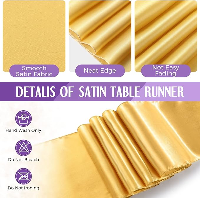 Breling 8 Pack Purple and Gold Disposable Plastic Tablecloths and Satin Table Runner Set, 54 x 108 Inch Tablecloth, 12 x 108 Inch Table Runners for Wedding Graduation Birthday Baby Shower New Year