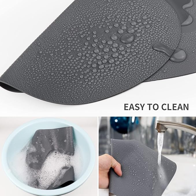 Silicone Placemats, Oval Placemats for Dining Table, Placemats Set of 4, Non-Slip Waterproof Heat Resistant Outdoor Table Mat for Patio Table (Dark Gray-Oval)