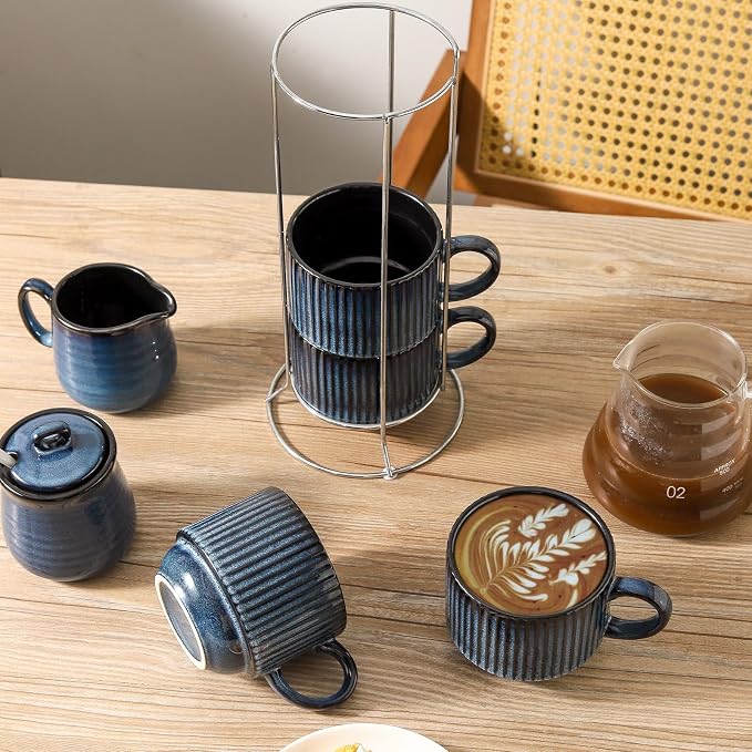 glowworm Coffee Mugs Set of 4, 15 Oz Stackable Coffee Mugs - Image 3