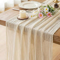 Beige Cheesecloth Table Runner Gauze Rustic Boho Home Decoration | 30x120 Inches by FEXIA