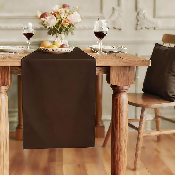 FOLINS&HOME Brown Waterproof Decorative Table Runner 90 Inches Long | 210GSM by FOLINSHOME