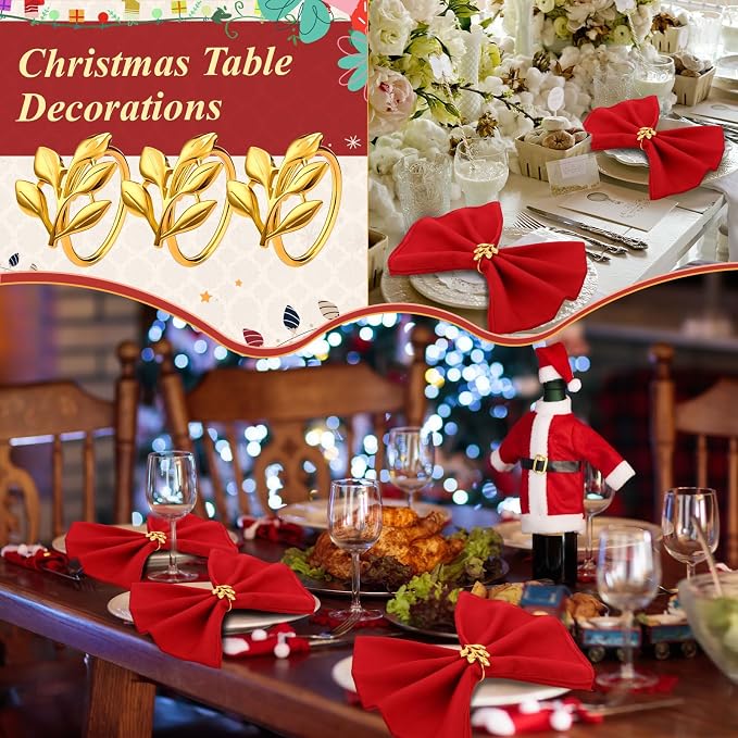 WILLBOND Leaf Napkin Rings Holders Fall Party Napkin Rings - Image 5