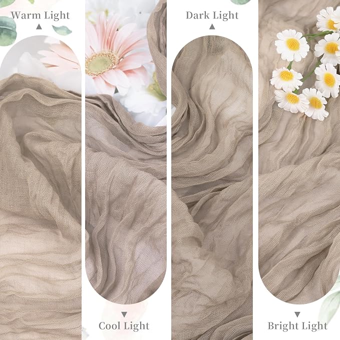 10 Packs Nude Cheesecloth Table Runner 35x120 inch, Boho 10ft Light Brown - Image 7
