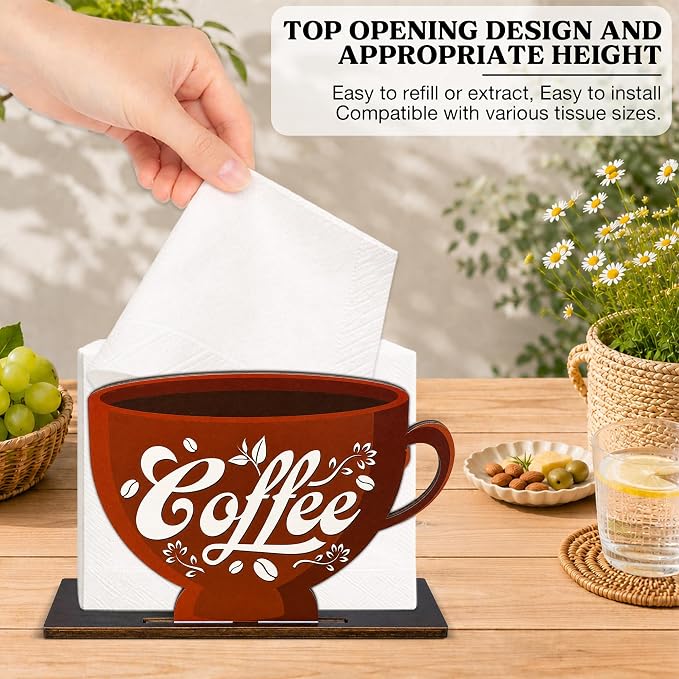 Coffee Cup Decor Wood Napkin Holder - Image 4