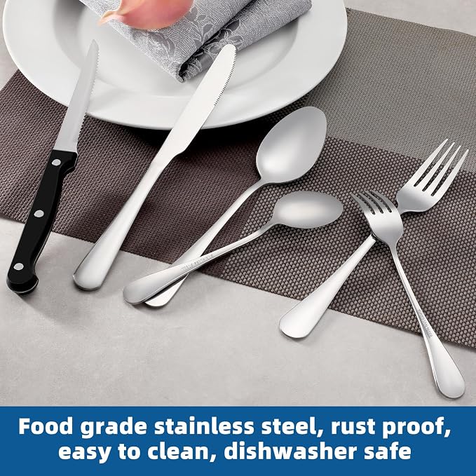 49 Pcs Silverware Set with Organizer, Stainless Steel Flatware Cutlery Set - Image 6